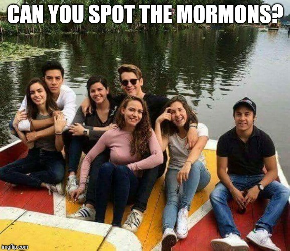 This cold be some LDS recruitment aid | CAN YOU SPOT THE MORMONS? | image tagged in teen camping | made w/ Imgflip meme maker