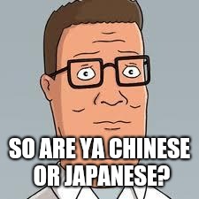 Hank Hill | SO ARE YA CHINESE OR JAPANESE? | image tagged in hank hill | made w/ Imgflip meme maker