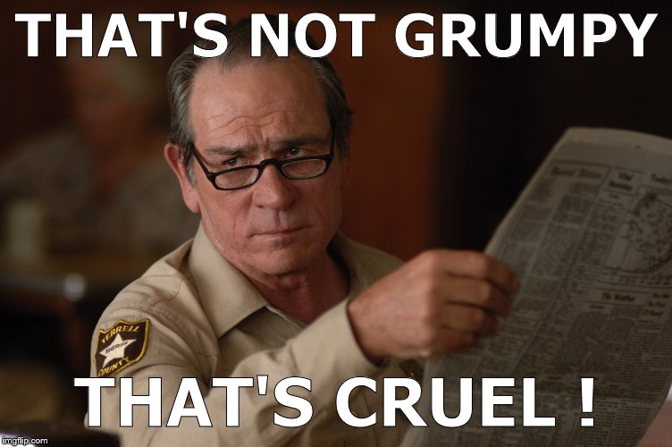 say what? | THAT'S NOT GRUMPY THAT'S CRUEL ! | image tagged in say what | made w/ Imgflip meme maker