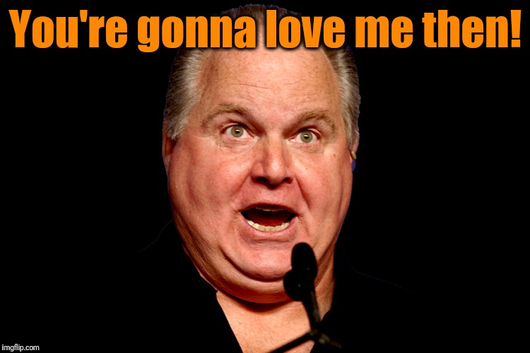 rush limbaugh | You're gonna love me then! | image tagged in rush limbaugh | made w/ Imgflip meme maker