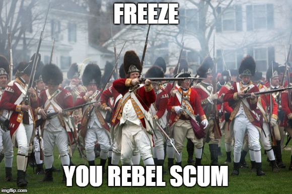 FREEZE; YOU REBEL SCUM | image tagged in british,american revolution | made w/ Imgflip meme maker