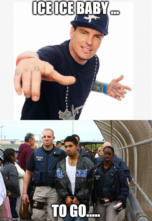 ice ice baby to go | ICE ICE BABY ... TO GO..... | image tagged in illegal immigration,vanilla ice | made w/ Imgflip meme maker