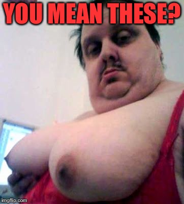 big man boobs | YOU MEAN THESE? | image tagged in big man boobs | made w/ Imgflip meme maker