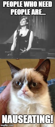 Don't rain on my parade.. | PEOPLE WHO NEED PEOPLE ARE... NAUSEATING! | image tagged in grumpy cat | made w/ Imgflip meme maker