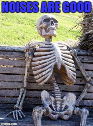 Waiting Skeleton Meme | NOISES ARE GOOD | image tagged in memes,waiting skeleton | made w/ Imgflip meme maker