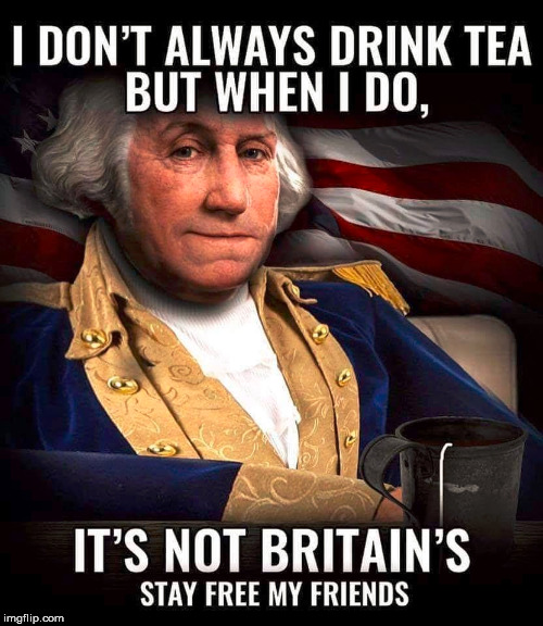 I don't think they ever made tea ... did they? | . | image tagged in memes,washington,patriotic,tea,humor,independence day | made w/ Imgflip meme maker