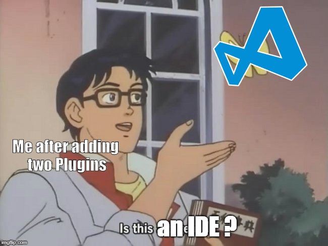 Is this a pigeon? | Me after adding two Plugins; an IDE ? | image tagged in is this a pigeon | made w/ Imgflip meme maker