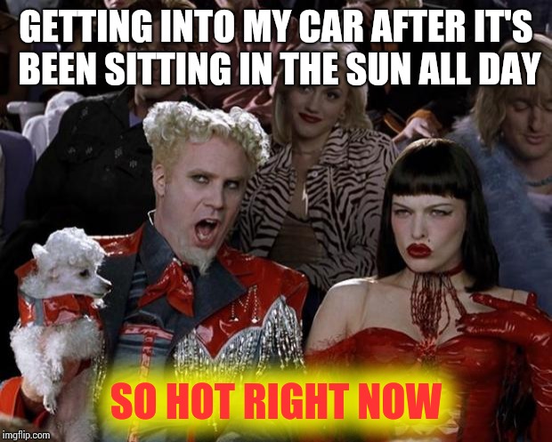 Burn your butt. | GETTING INTO MY CAR AFTER IT'S BEEN SITTING IN THE SUN ALL DAY; SO HOT RIGHT NOW | image tagged in memes,mugatu so hot right now | made w/ Imgflip meme maker