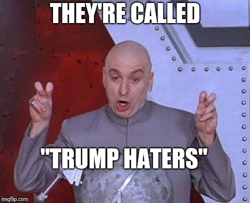 Dr Evil Laser Meme | THEY'RE CALLED "TRUMP HATERS" | image tagged in memes,dr evil laser | made w/ Imgflip meme maker