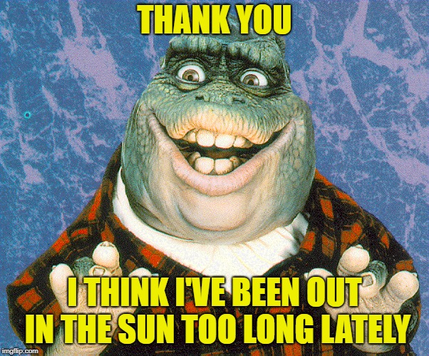 THANK YOU I THINK I'VE BEEN OUT IN THE SUN TOO LONG LATELY | made w/ Imgflip meme maker