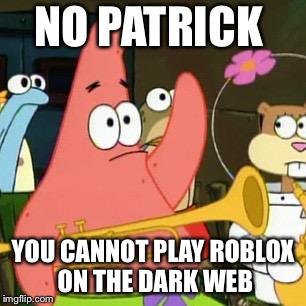 No Patrick | NO PATRICK; YOU CANNOT PLAY ROBLOX ON THE DARK WEB | image tagged in memes,no patrick | made w/ Imgflip meme maker