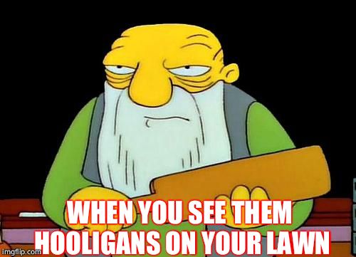 That's a paddlin' | WHEN YOU SEE THEM HOOLIGANS ON YOUR LAWN | image tagged in memes,that's a paddlin' | made w/ Imgflip meme maker