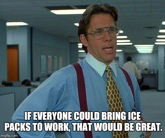 That Would Be Great Meme | IF EVERYONE COULD BRING ICE PACKS TO WORK, THAT WOULD BE GREAT. | image tagged in memes,that would be great | made w/ Imgflip meme maker
