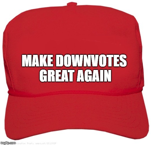 blank red MAGA hat | MAKE DOWNVOTES GREAT AGAIN | image tagged in blank red maga hat | made w/ Imgflip meme maker