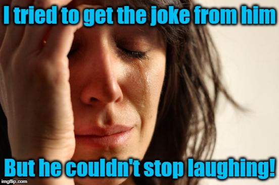 First World Problems Meme | I tried to get the joke from him But he couldn't stop laughing! | image tagged in memes,first world problems | made w/ Imgflip meme maker