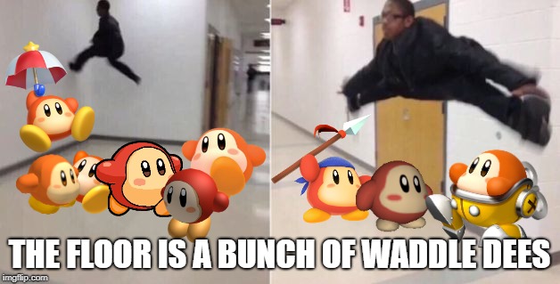 The Floor is a Bunch of Waddle Dees | THE FLOOR IS A BUNCH OF WADDLE DEES | image tagged in the floor is | made w/ Imgflip meme maker