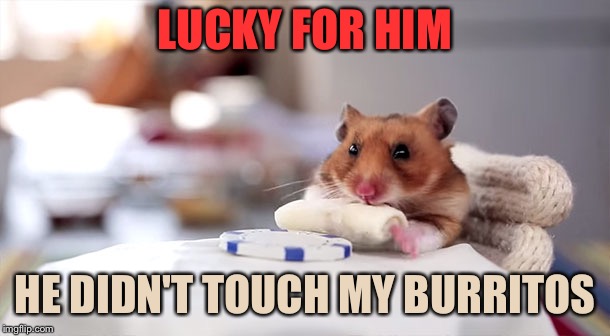 LUCKY FOR HIM HE DIDN'T TOUCH MY BURRITOS | made w/ Imgflip meme maker