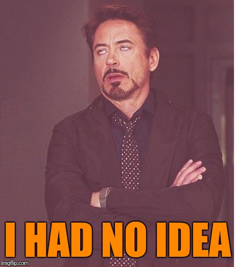 Face You Make Robert Downey Jr Meme | I HAD NO IDEA | image tagged in memes,face you make robert downey jr | made w/ Imgflip meme maker