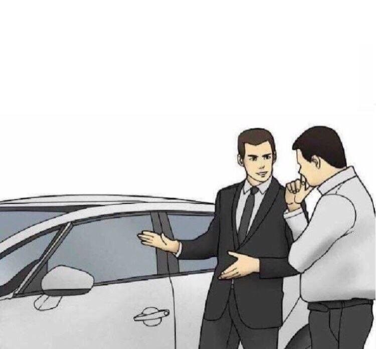 Car Salesman slaps Roof Of Car Blank Template Imgflip