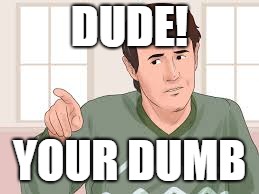 DUDE! YOUR DUMB | image tagged in disappointment | made w/ Imgflip meme maker