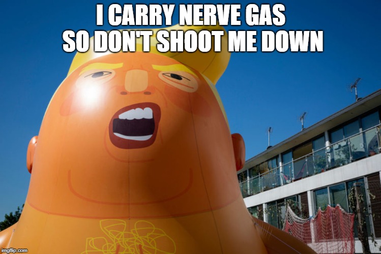 Nerve Gas Trump | I CARRY NERVE GAS SO DON'T SHOOT ME DOWN | image tagged in donald trump president meme funny | made w/ Imgflip meme maker