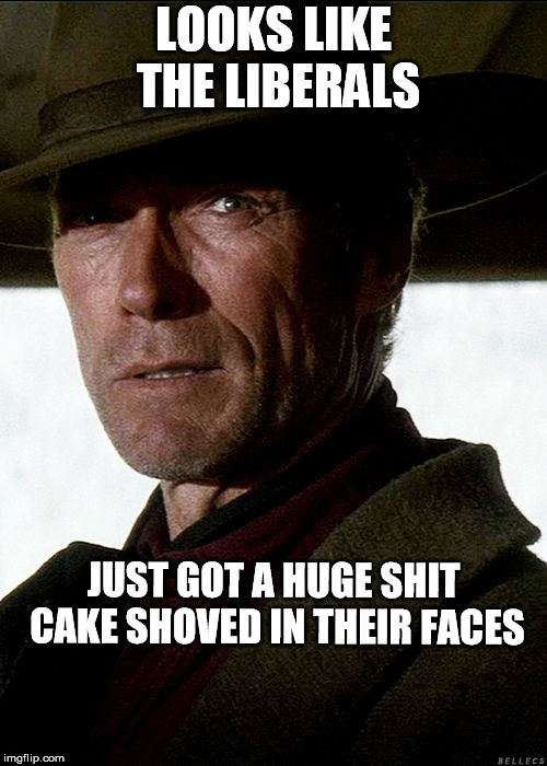 LOOKS LIKE THE LIBERALS; JUST GOT A HUGE SHIT CAKE SHOVED IN THEIR FACES | image tagged in liberals | made w/ Imgflip meme maker