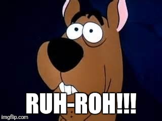 Scooby Doo Surprised | RUH-ROH!!! | image tagged in scooby doo surprised | made w/ Imgflip meme maker