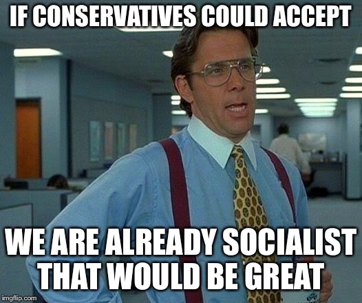 That Would Be Great Meme | IF CONSERVATIVES COULD ACCEPT WE ARE ALREADY SOCIALIST THAT WOULD BE GREAT | image tagged in memes,that would be great | made w/ Imgflip meme maker