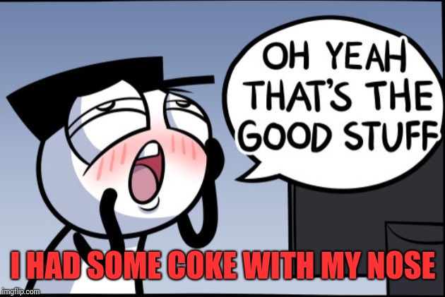 Good stuff | I HAD SOME COKE WITH MY NOSE | image tagged in good stuff | made w/ Imgflip meme maker