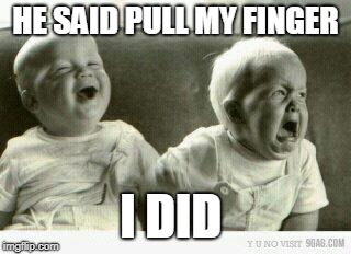 Crying baby | HE SAID PULL MY FINGER; I DID | image tagged in crying baby | made w/ Imgflip meme maker
