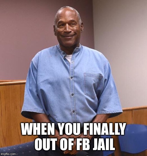 WHEN YOU FINALLY OUT OF FB JAIL | image tagged in facebook jail | made w/ Imgflip meme maker