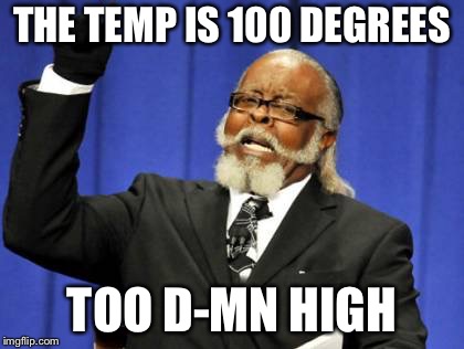 Too Damn High Meme | THE TEMP IS 100 DEGREES; TOO D-MN HIGH | image tagged in memes,too damn high | made w/ Imgflip meme maker