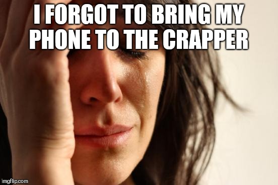 First World Problems Meme | I FORGOT TO BRING MY PHONE TO THE CRAPPER | image tagged in memes,first world problems | made w/ Imgflip meme maker