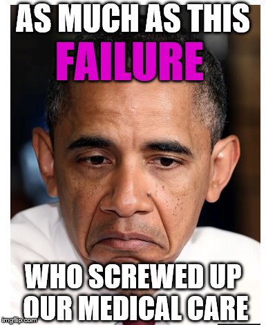 It is so expensive now | AS MUCH AS THIS; FAILURE; WHO SCREWED UP OUR MEDICAL CARE | image tagged in obamacare,failure | made w/ Imgflip meme maker