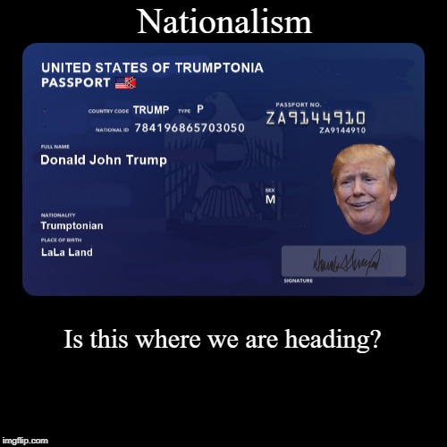 Nationalism - Is this where we are Heading??? | image tagged in funny,demotivationals,donald trump,white nationalism | made w/ Imgflip demotivational maker