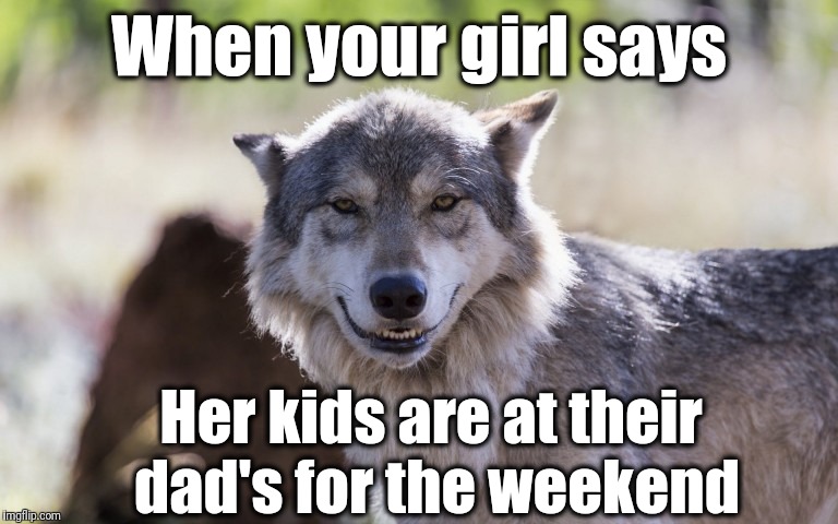 And she just showered and shaved! | When your girl says; Her kids are at their dad's for the weekend | image tagged in funny memes | made w/ Imgflip meme maker