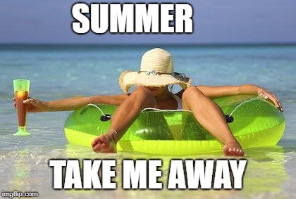 beach babe | SUMMER; TAKE ME AWAY | image tagged in beach babe | made w/ Imgflip meme maker