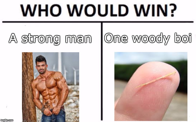 Who Would Win? Meme | A strong man; One woody boi | image tagged in memes,who would win | made w/ Imgflip meme maker