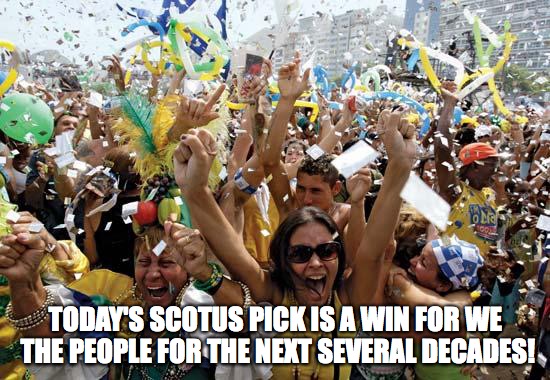 celebrate | TODAY'S SCOTUS PICK IS A WIN FOR WE THE PEOPLE FOR THE NEXT SEVERAL DECADES! | image tagged in celebrate,scotus,donald trump,supreme court | made w/ Imgflip meme maker