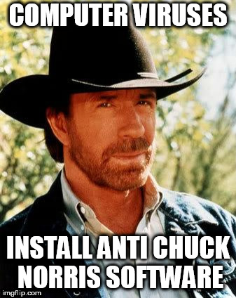 Chuck Norris Meme | COMPUTER VIRUSES; INSTALL ANTI CHUCK NORRIS SOFTWARE | image tagged in memes,chuck norris | made w/ Imgflip meme maker