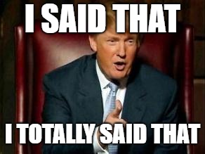 Donald Trump | I SAID THAT I TOTALLY SAID THAT | image tagged in donald trump | made w/ Imgflip meme maker