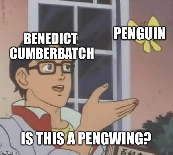 Is this a pigeon marvel | PENGUIN; BENEDICT CUMBERBATCH; IS THIS A PENGWING? | image tagged in memes,is this a pigeon,benedict cumberbatch,penguin | made w/ Imgflip meme maker