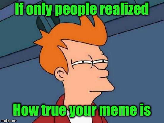 Futurama Fry Meme | If only people realized How true your meme is | image tagged in memes,futurama fry | made w/ Imgflip meme maker
