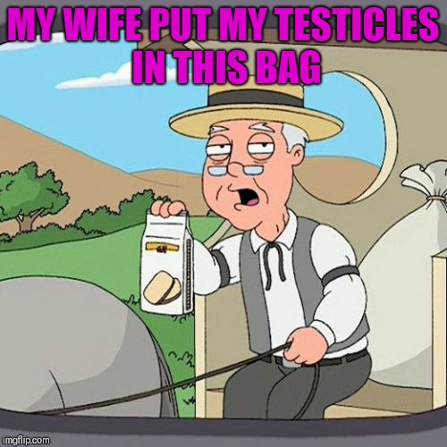 Pepperidge Farm Remembers Meme | MY WIFE PUT MY TESTICLES IN THIS BAG | image tagged in memes,pepperidge farm remembers | made w/ Imgflip meme maker