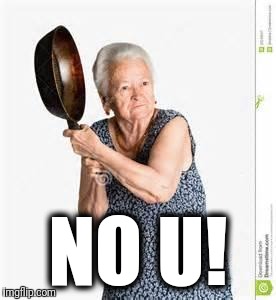 angry old woman | NO U! | image tagged in angry old woman | made w/ Imgflip meme maker