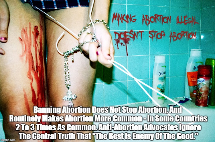 Banning Abortion Does Not Stop Abortion, And Routinely Makes Abortion More Common - In Some Countries 2 To 3 Times As Common. Anti-Abortion  | made w/ Imgflip meme maker