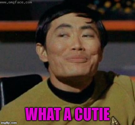 sulu | WHAT A CUTIE | image tagged in sulu | made w/ Imgflip meme maker