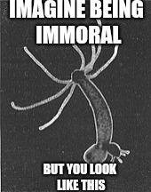 IMAGINE BEING IMMORAL; BUT YOU LOOK LIKE THIS | image tagged in dick-like organism | made w/ Imgflip meme maker