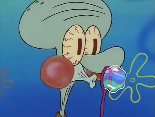 High Quality squidward bubble blowing Blank Meme Template