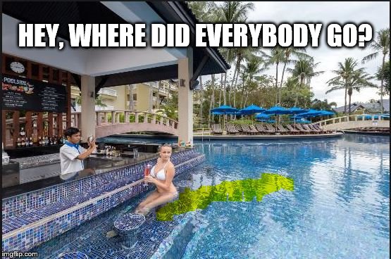 Clearing out the bar | HEY, WHERE DID EVERYBODY GO? | image tagged in pool,bar,memes | made w/ Imgflip meme maker